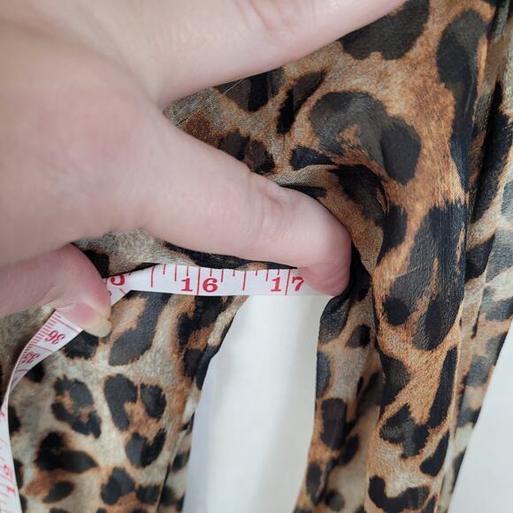 Intermix cheetah print sheer layered ruffled flowy long sleeved dress size small - Picture 11 of 12